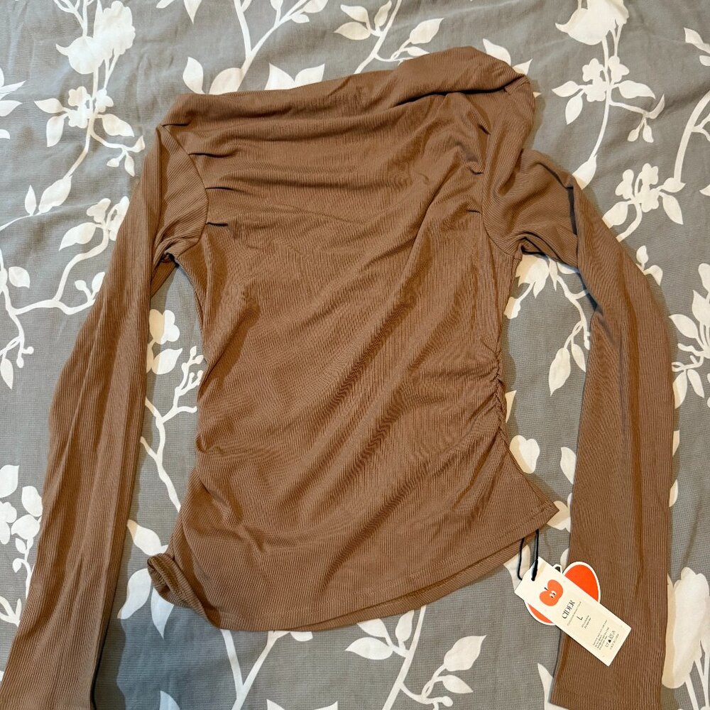 Asymmetrical Neck Long Sleeve Shirt